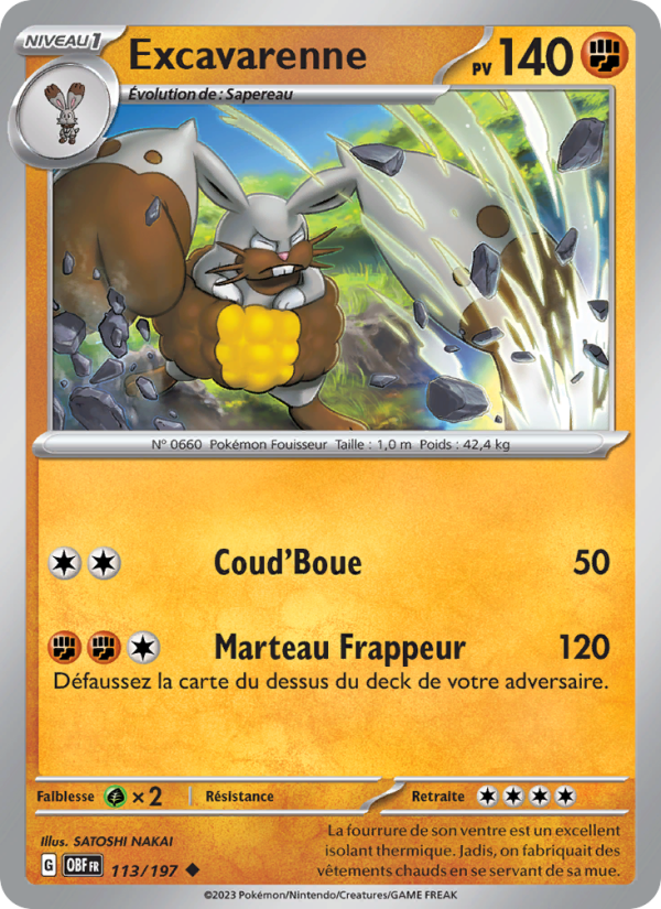 Excavarenne 113 — Obsidian Flames (French Pokémon TCG card)