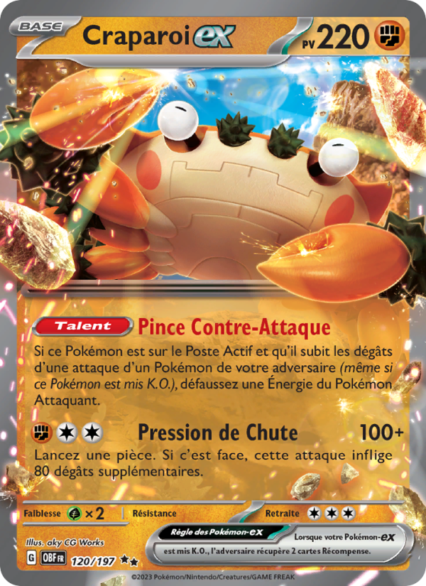 Craparoi-ex 120 — Obsidian Flames (French Pokémon TCG card)