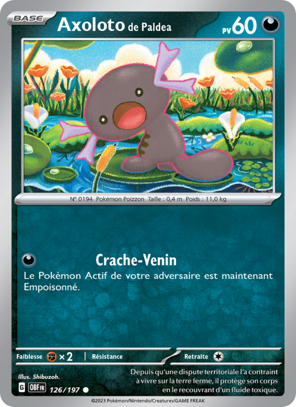 Axoloto de Paldea 126 — Obsidian Flames (French Pokémon TCG card)