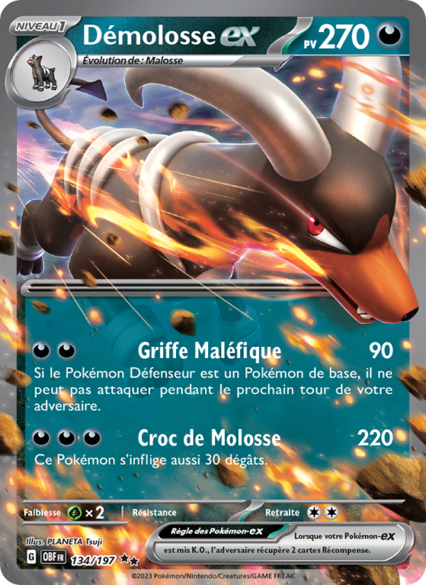Démolosse-ex 134 — Obsidian Flames (French Pokémon TCG card)