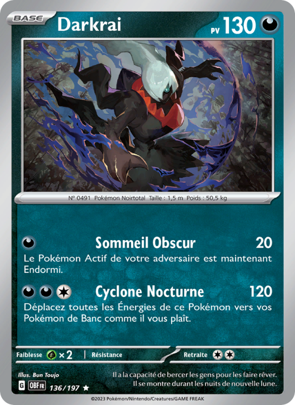 Darkrai 136 — Obsidian Flames (French Pokémon TCG card)