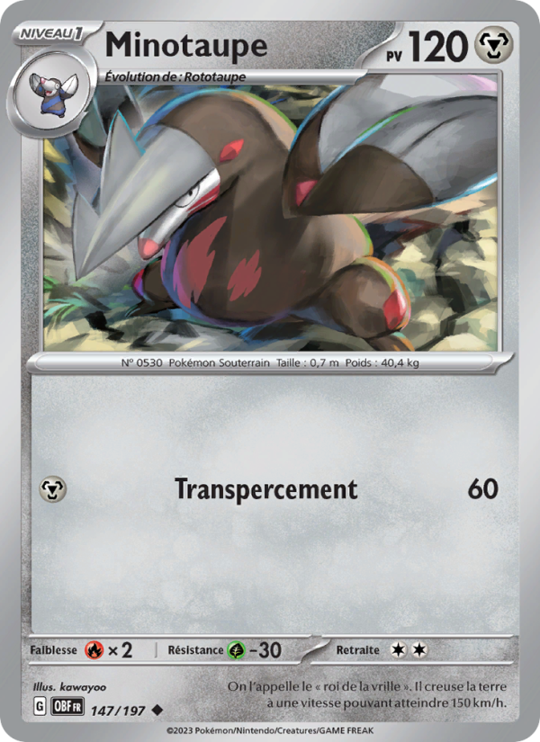 Minotaupe 147 — Obsidian Flames (French Pokémon TCG card)