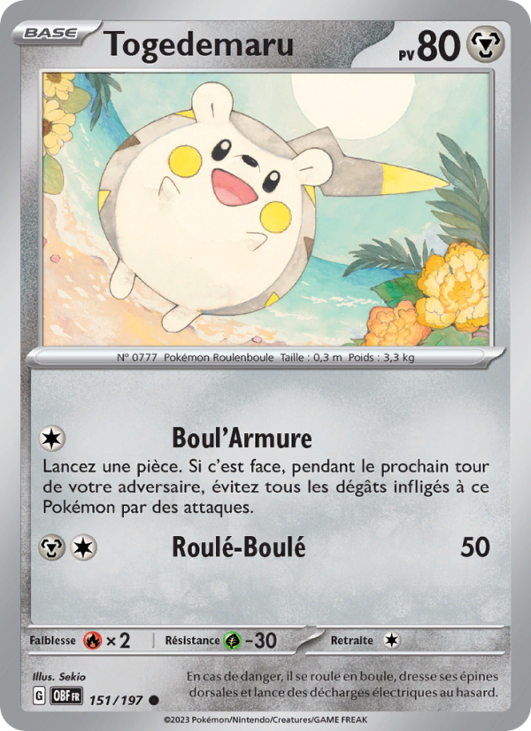 Togedemaru 151 — Obsidian Flames (French Pokémon TCG card)