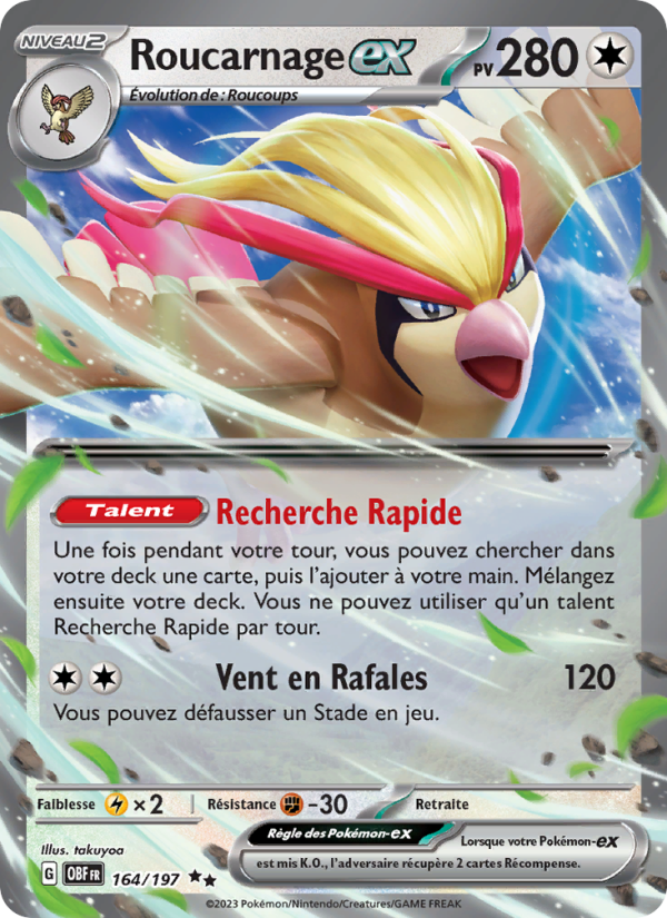Roucarnage-ex 164 — Obsidian Flames (French Pokémon TCG card)