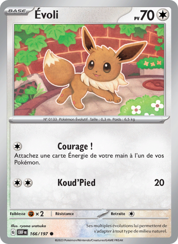 Évoli 166 — Obsidian Flames (French Pokémon TCG card)