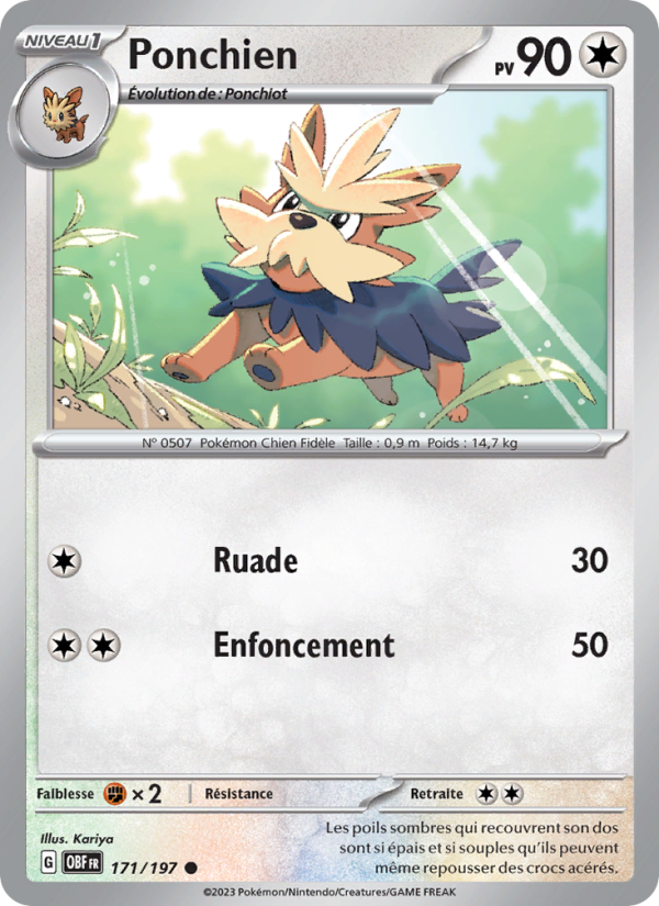 Ponchien 171 — Obsidian Flames (French Pokémon TCG card)