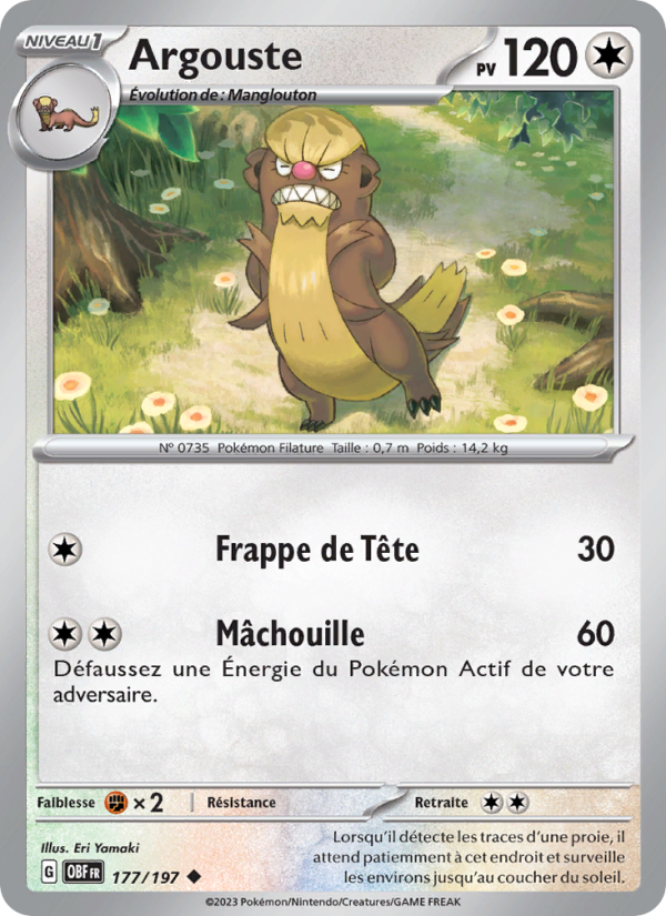 Argouste 177 — Obsidian Flames (French Pokémon TCG card)