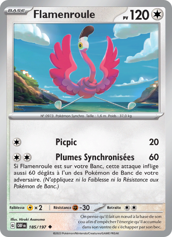 Flamenroule 185 — Obsidian Flames (French Pokémon TCG card)