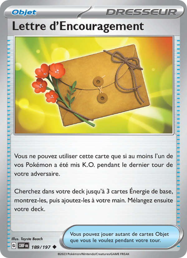 Lettre d'Encouragement 189 — Obsidian Flames (French Pokémon TCG card)