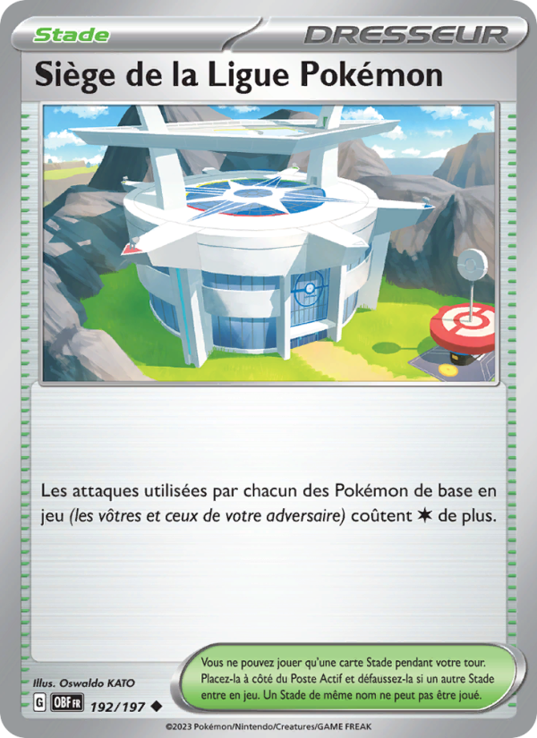 Siège de la Ligue Pokémon 192 — Obsidian Flames (French Pokémon TCG card)