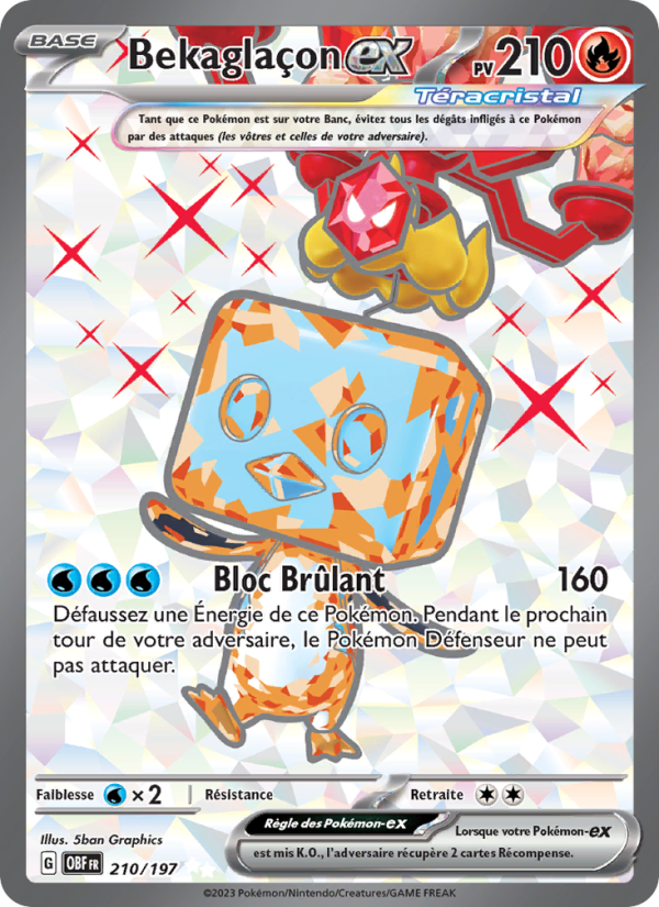 Bekaglaçon-ex 210 — Obsidian Flames (French Pokémon TCG card)
