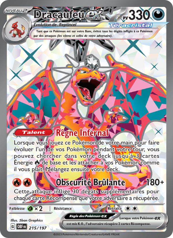 Dracaufeu-ex 215 — Obsidian Flames (French Pokémon TCG card)