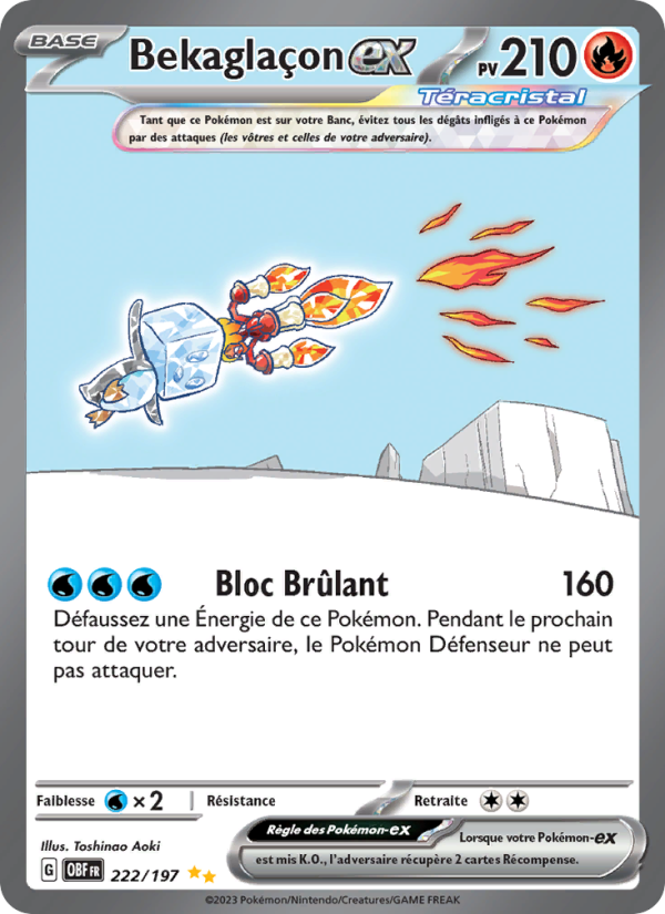 Bekaglaçon-ex 222 — Obsidian Flames (French Pokémon TCG card)