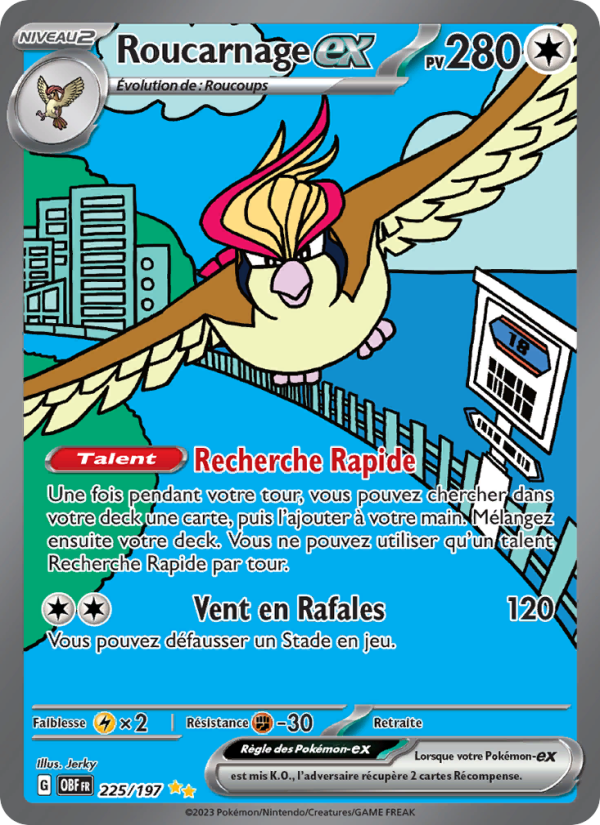 Roucarnage-ex 225 — Obsidian Flames (French Pokémon TCG card)