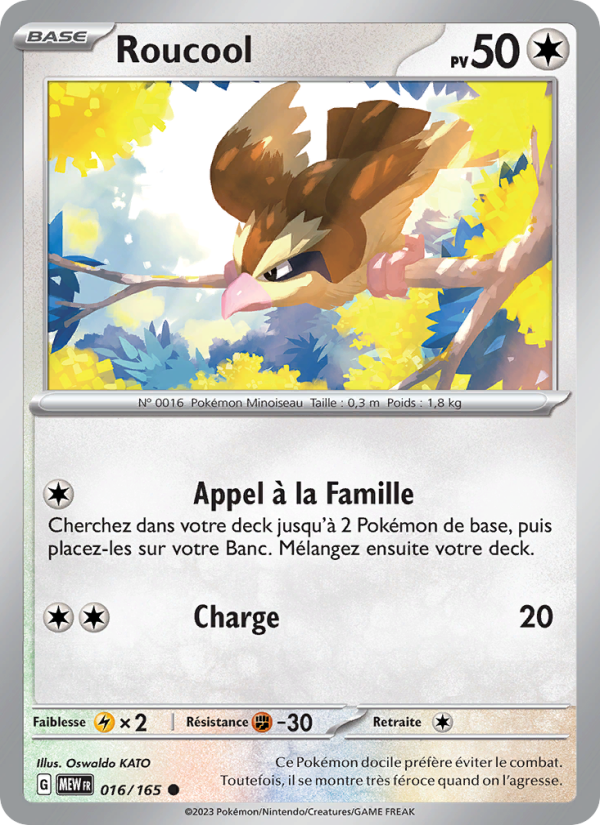 Roucool 016 — 151 (French Pokémon TCG card)