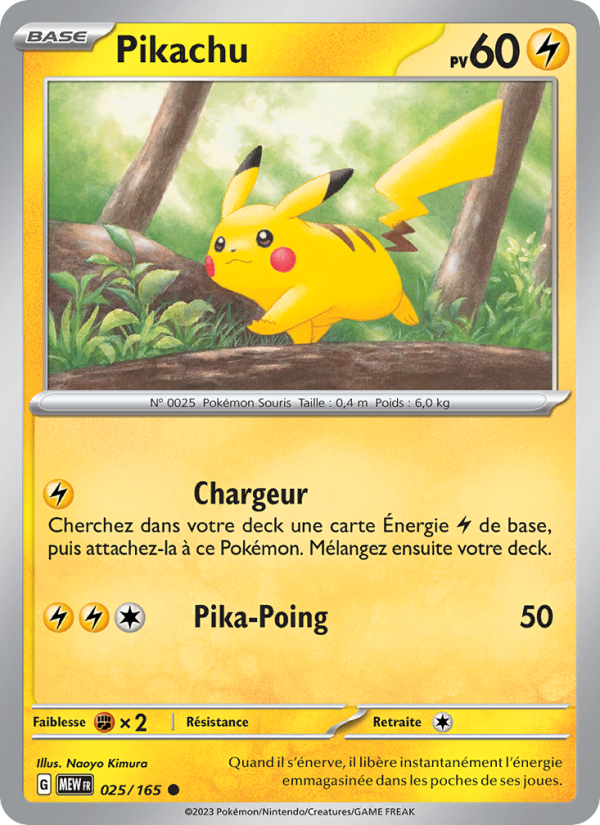 Pikachu 025 — 151 (French Pokémon TCG card)