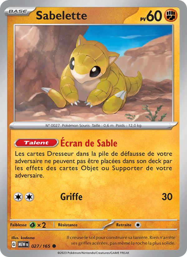 Sabelette 027 — 151 (French Pokémon TCG card)