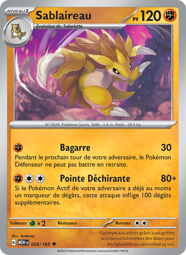 Sablaireau 028 — 151 (French Pokémon TCG card)