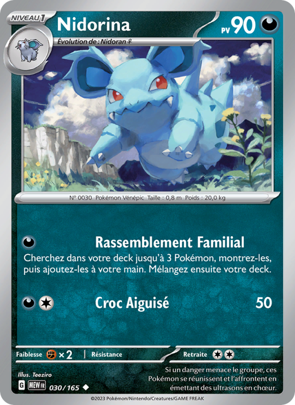 Nidorina 030 — 151 (French Pokémon TCG card)