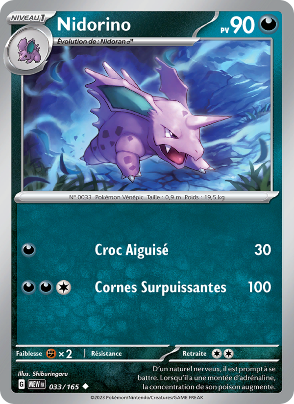 Nidorino 033 — 151 (French Pokémon TCG card)