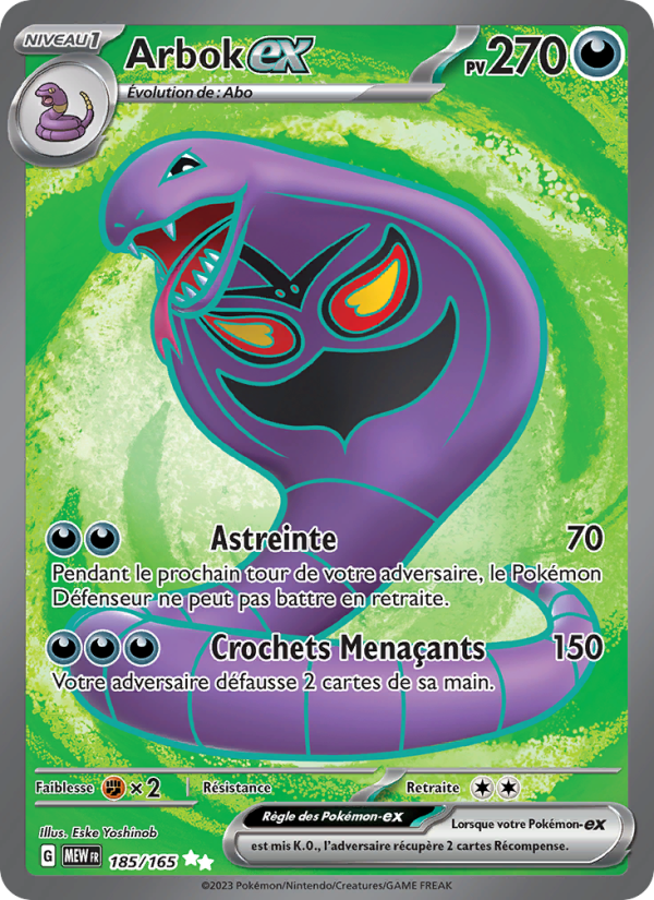 Arbok-ex 185 — 151 (French Pokémon TCG card)