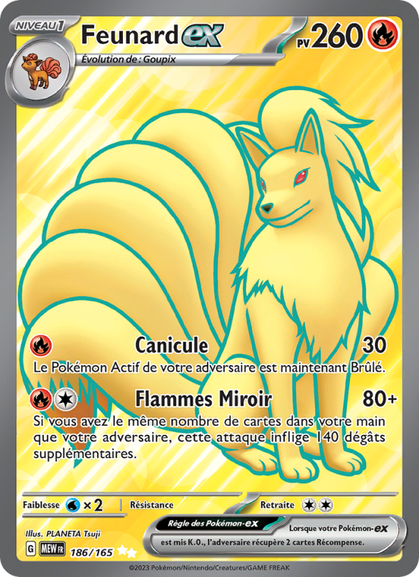 Feunard-ex 186 — 151 (French Pokémon TCG card)