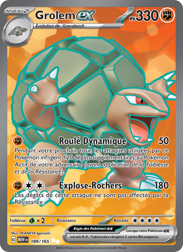 Grolem-ex 189 — 151 (French Pokémon TCG card)