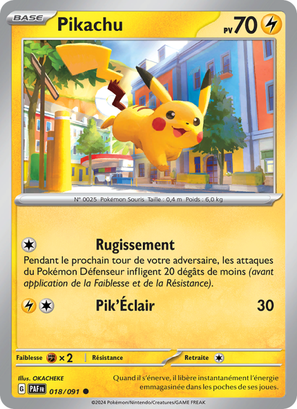 Pikachu 018 — Paldeas Schicksale (French Pokémon TCG card)