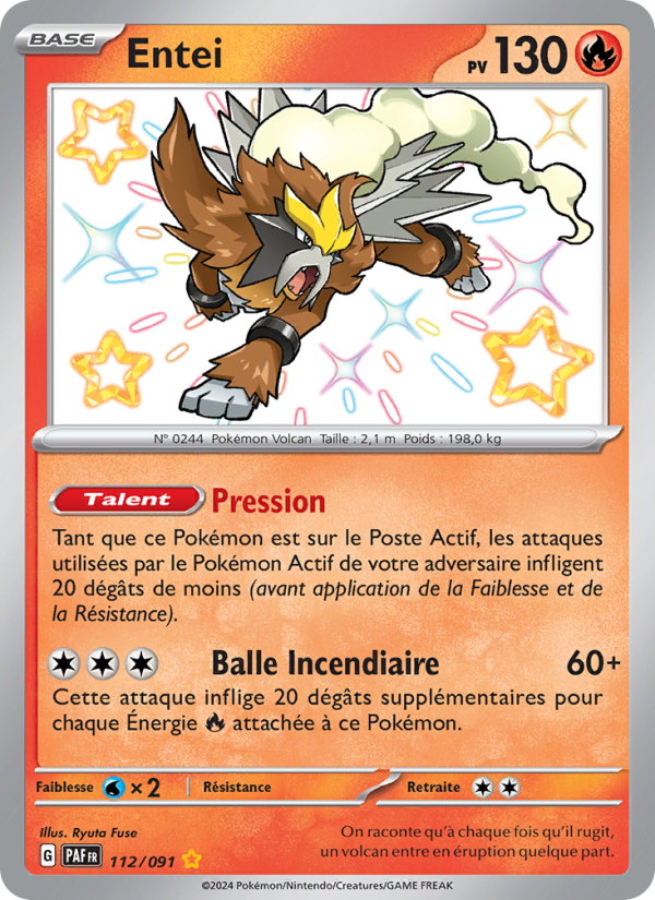 Entei 112 — Paldeas Schicksale (French Pokémon TCG card)