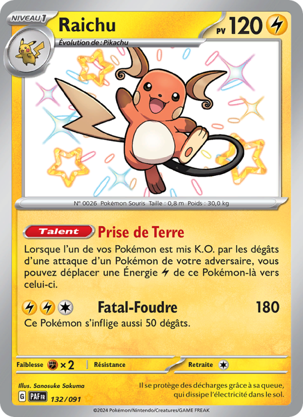 Raichu 132 — Paldeas Schicksale (French Pokémon TCG card)