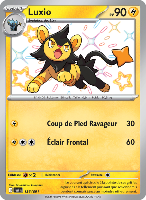 Luxio 136 — Paldeas Schicksale (French Pokémon TCG card)