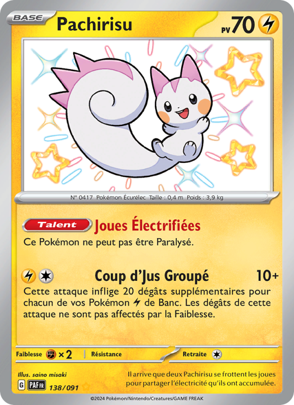Pachirisu 138 — Paldeas Schicksale (French Pokémon TCG card)