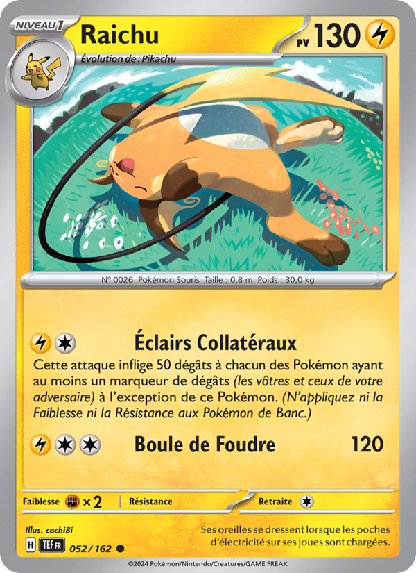 Raichu 052 — Temporal Forces (French Pokémon TCG card)