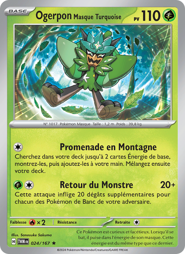 Ogerpon Masque Turquoise 024 — Twilight Masquerade (French Pokémon TCG card)