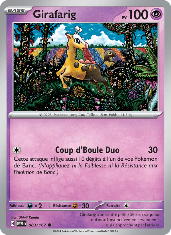 Girafarig 083 — Twilight Masquerade (French Pokémon TCG card)