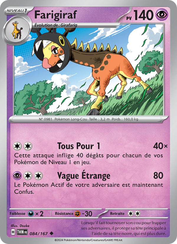 Farigiraf 084 — Twilight Masquerade (French Pokémon TCG card)