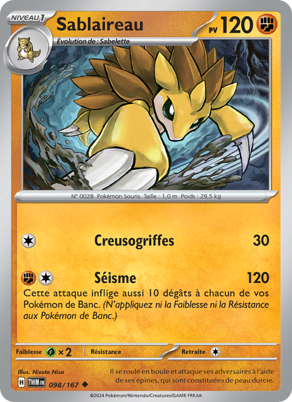 Sablaireau 098 — Twilight Masquerade (French Pokémon TCG card)
