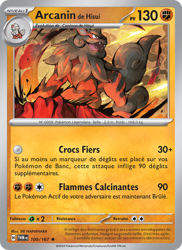 Arcanin de Hisui 100 — Twilight Masquerade (French Pokémon TCG card)
