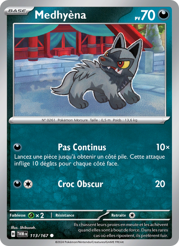 Medhyèna 113 — Twilight Masquerade (French Pokémon TCG card)