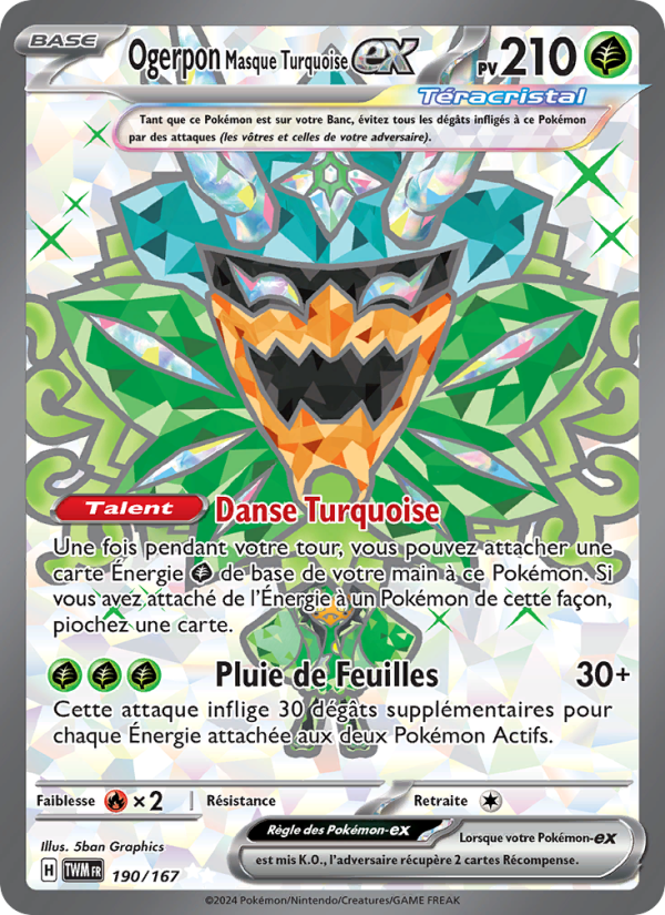 Ogerpon Masque Turquoise-ex 190 — Twilight Masquerade (French Pokémon TCG card)
