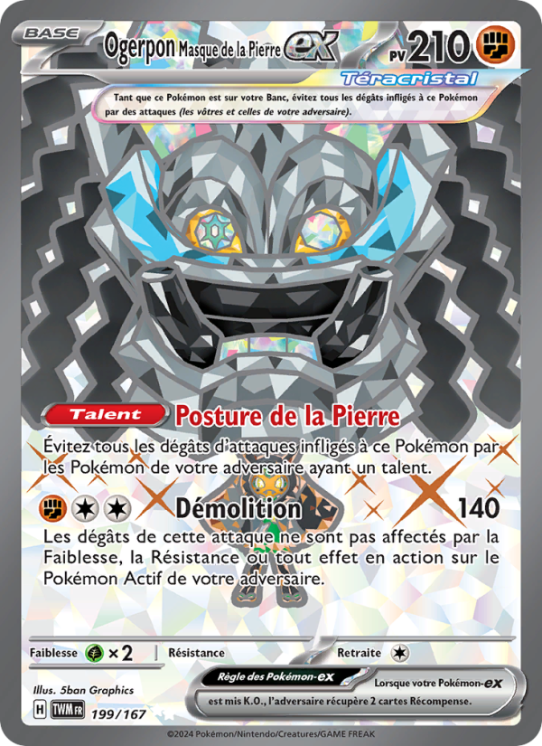 Ogerpon Masque de la Pierre-ex 199 — Twilight Masquerade (French Pokémon TCG card)