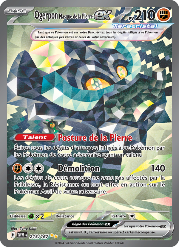 Ogerpon Masque de la Pierre-ex 215 — Twilight Masquerade (French Pokémon TCG card)