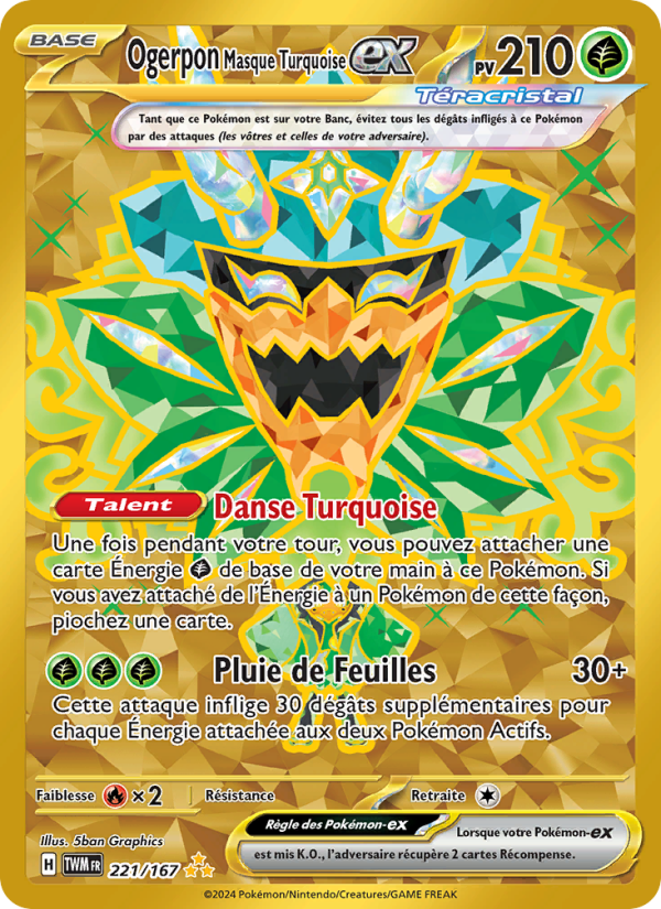 Ogerpon Masque Turquoise-ex 221 — Twilight Masquerade (French Pokémon TCG card)