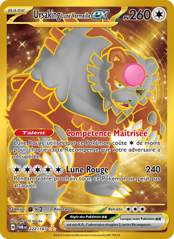 Ursaking Lune Vermeille-ex 222 — Twilight Masquerade (French Pokémon TCG card)