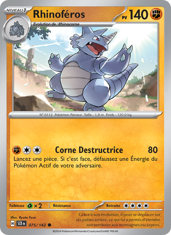 Rhinoféros 075 — Stellar Crown (French Pokémon TCG card)