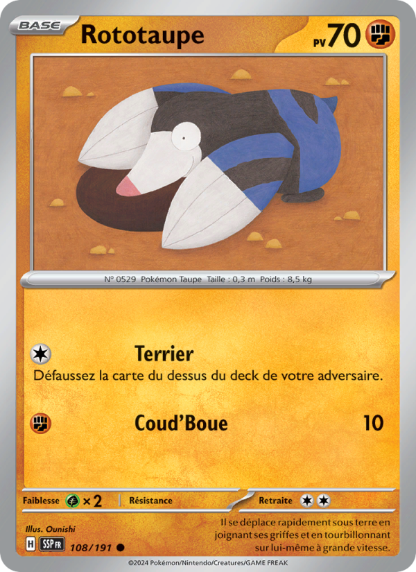 Rototaupe 108 — Surging Sparks (French Pokémon TCG card)
