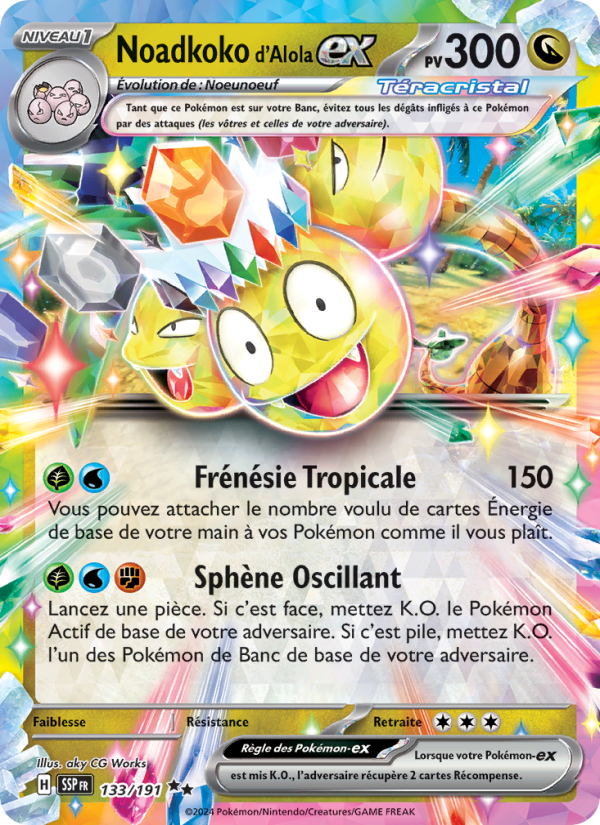 Noadkoko d'Alola-ex 133 — Surging Sparks (French Pokémon TCG card)