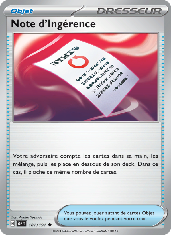 Note d'Ingérence 181 — Surging Sparks (French Pokémon TCG card)