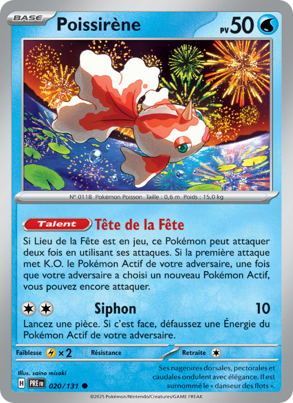 Poissirène 020 — Prismatische Entwicklungen (French Pokémon TCG card)