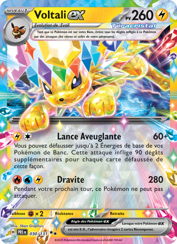 Voltali-ex 030 — Prismatische Entwicklungen (French Pokémon TCG card)